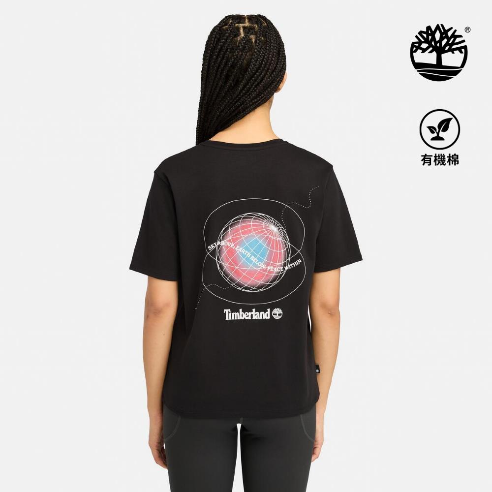 Timberland 女款黑色休閒印花短袖T恤|A65VB001