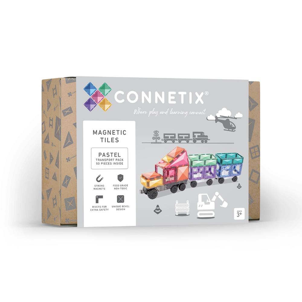 【預購】澳洲Connetix粉彩磁力積木-磁力運輸車組(50pc)(下單前請留意! 此為預購商品預計7月下旬出貨，若提前到貨會提前出貨，可等待再下單，謝謝)