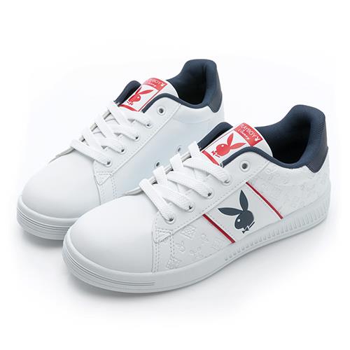 ⚡夏季應援 BIG SALE｜PLAYBOY iconic 經典圖紋兔兔小白鞋-白藍紅(PY0607)