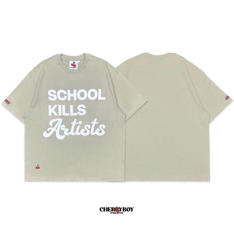 CHERRYBOY CB24008-SN SLOGAN V1 TEE 美式圖像 寬鬆落肩 短T (沙色)