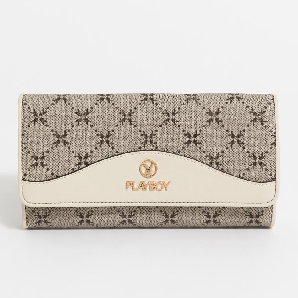 PLAYBOY  翻蓋長夾 L’élégance系列 - 卡其色(542-5213-26-3)