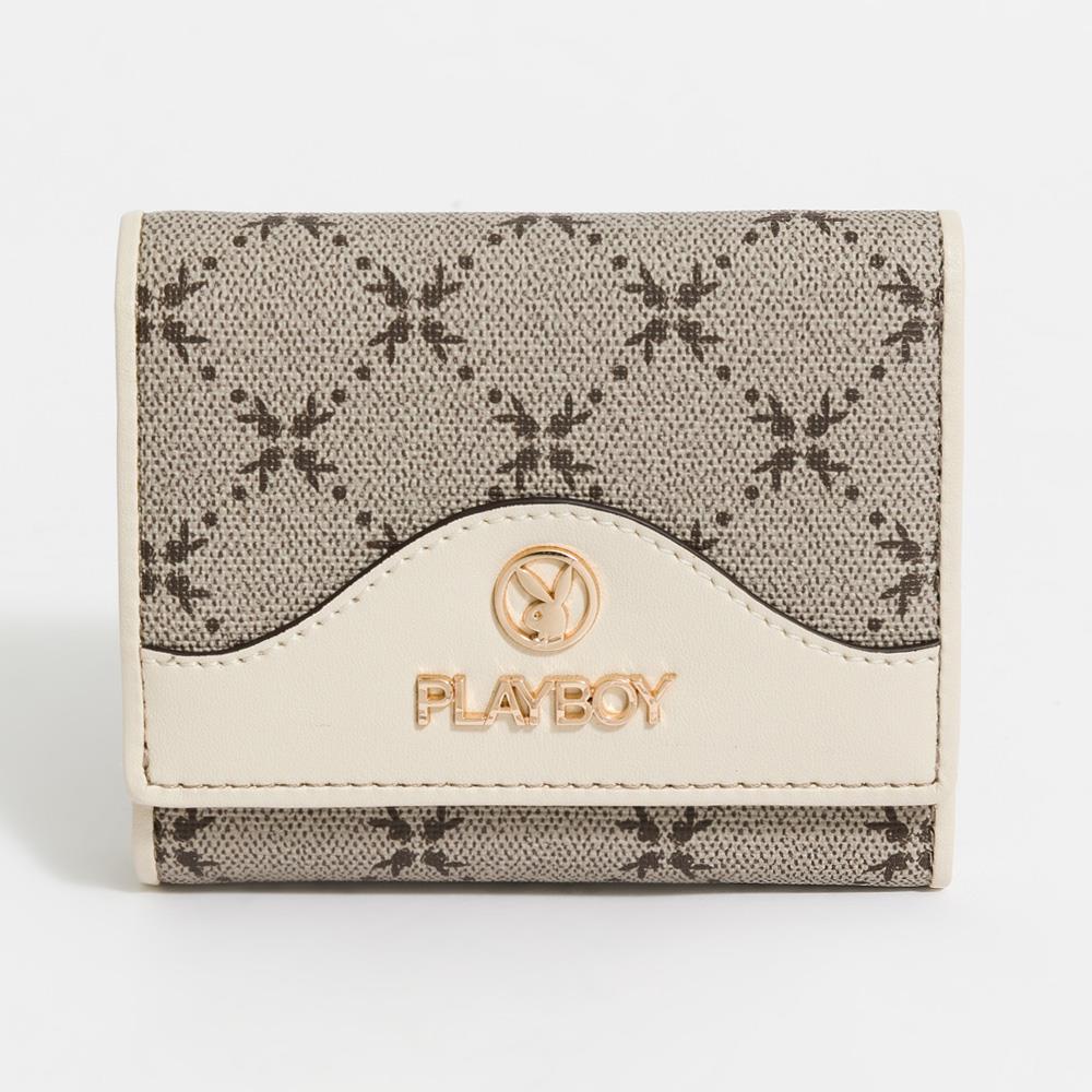 PLAYBOY  翻蓋短夾 L’élégance系列 - 卡其色(542-5214-26-2)