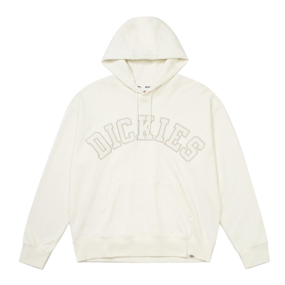 Dickies男款米白色胸前品牌刺繡字母寬鬆連帽大學T|DK013104C48