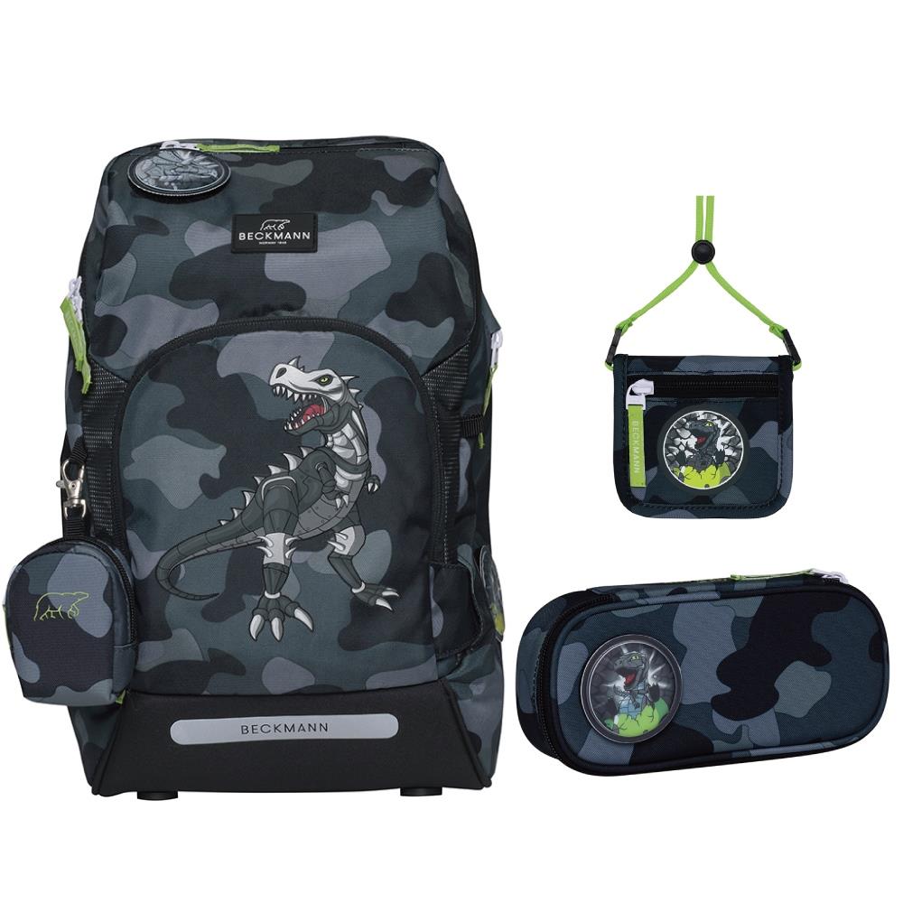 AIR FLX 擴充護脊書包20~25L+文具袋+卡夾小包 - 酷帥黑恐龍 3.0