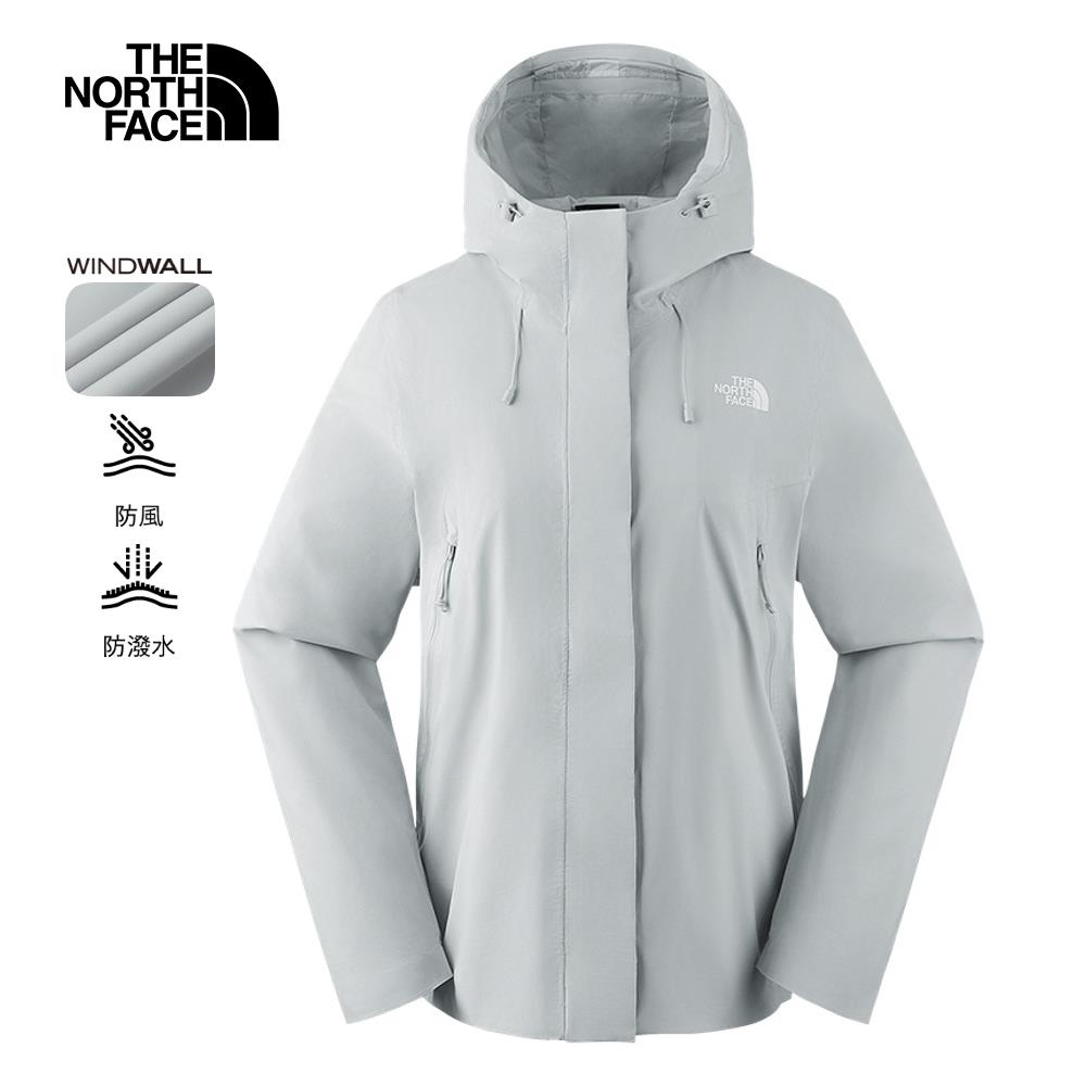 The North Face北面女款灰色防風防潑水連帽外套｜89Y2A0M