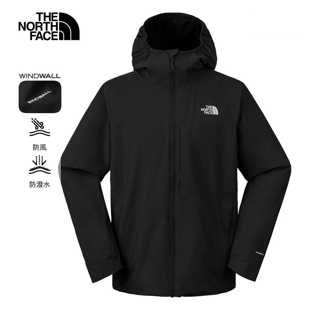 The North Face北面男款黑色防風防潑水連帽外套｜89ZNJK3