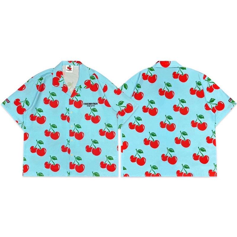 CHERRYBOY CB24009-SB FULL PATTERN SHIRT 滿版櫻桃 短襯衫 (天藍色)