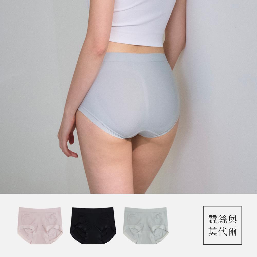 蠶絲 ‧ 中腰體雕莫代爾無縫內褲-3色VC維娜562319