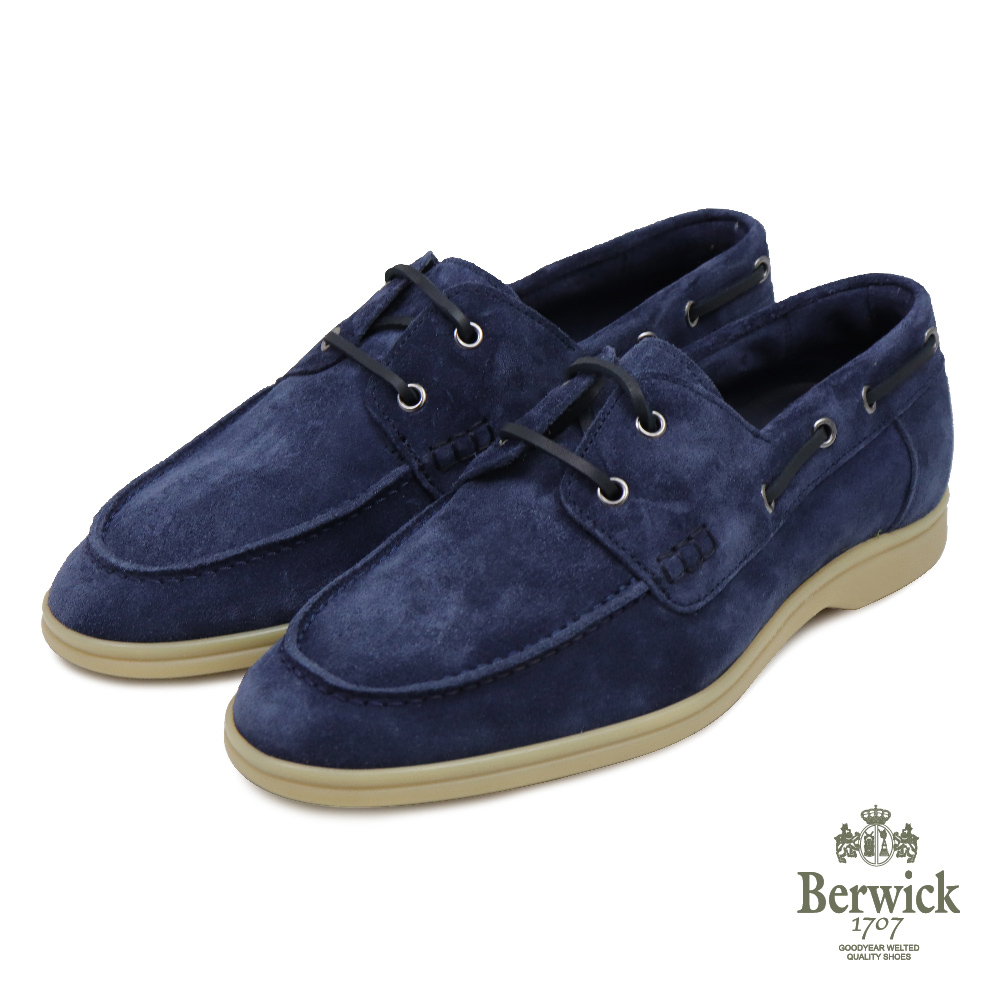 【Berwick】西班牙原廠素面麂皮休閒帆船鞋 海軍色(B5298-BLU)