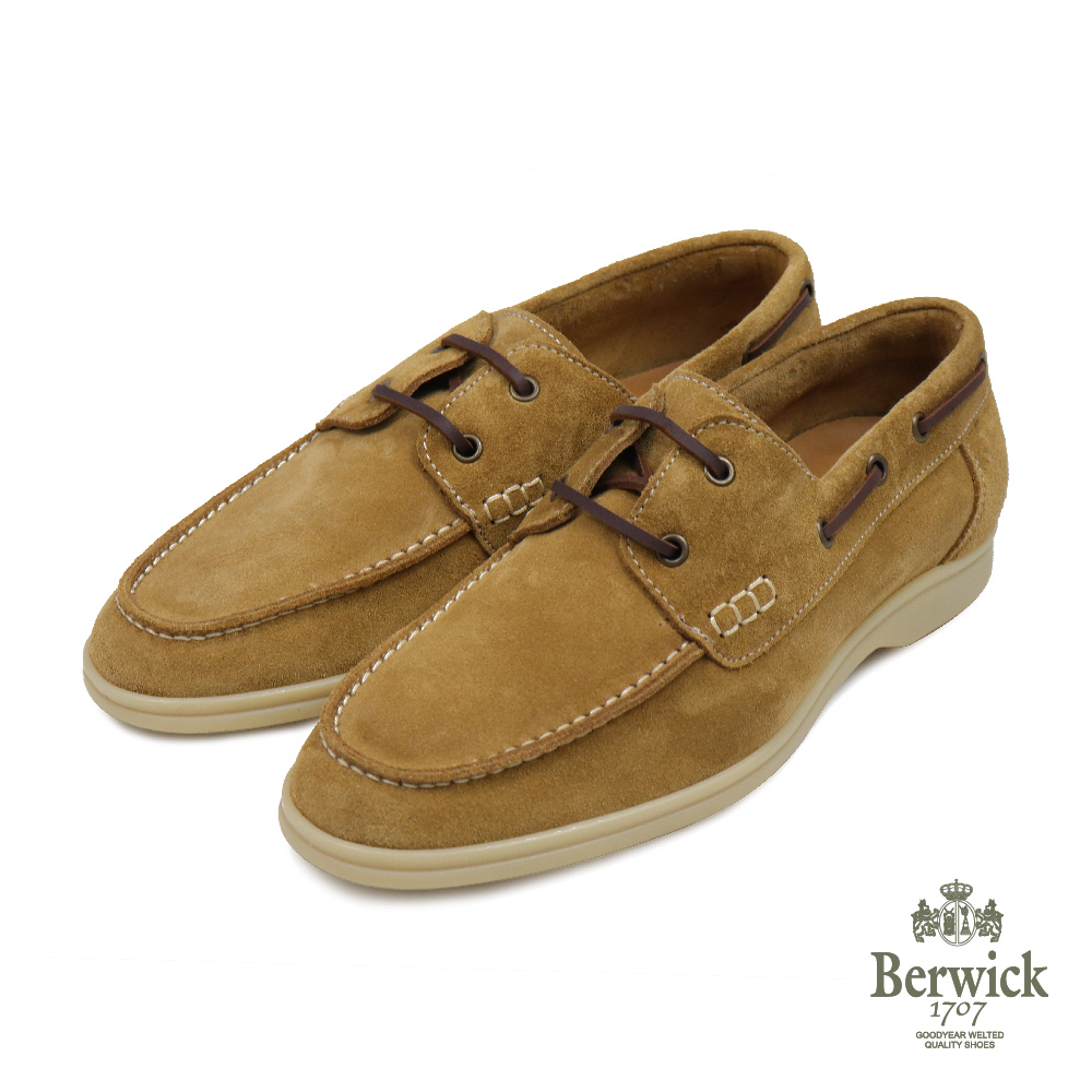 【Berwick】西班牙原廠素面麂皮休閒帆船鞋 駝色(B5298-RAME)
