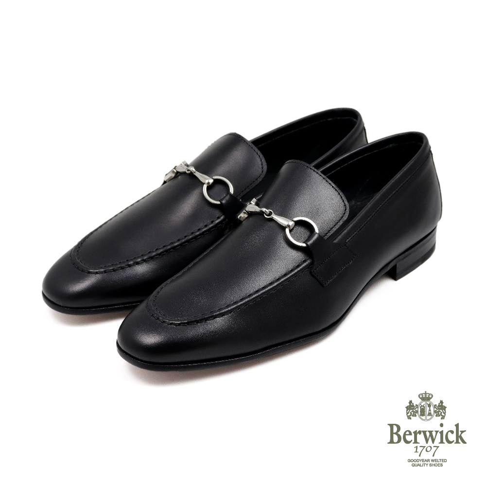【Berwick】西班牙原廠經典素面馬銜釦樂福鞋 黑色(B5608-BL)