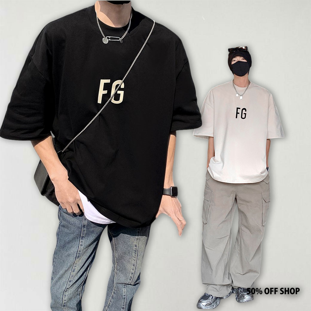 FG簡約字母100%純棉短T_0