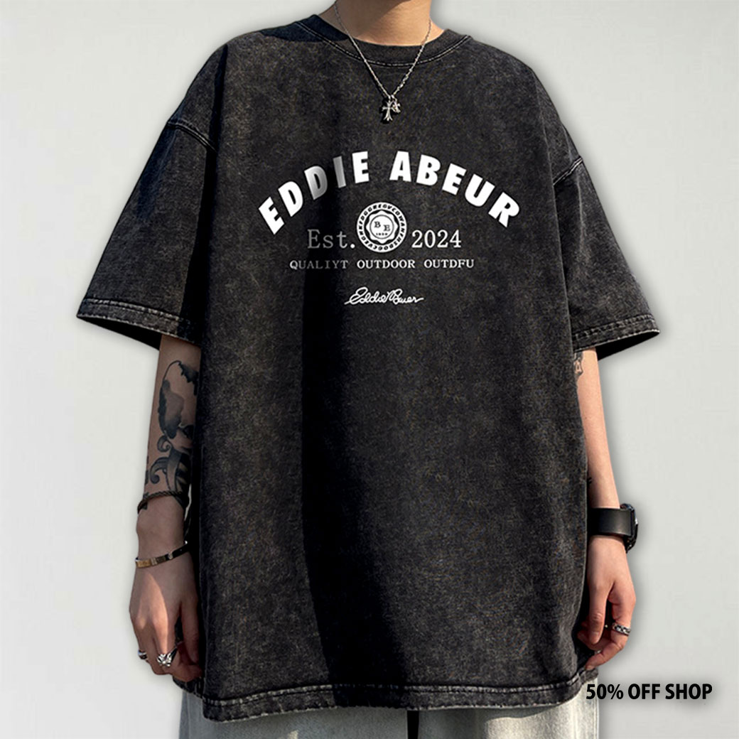 EDDIE ABEUR做舊水洗純棉短T_0
