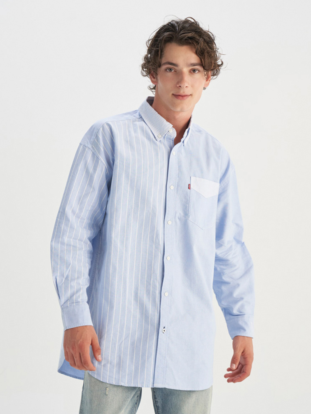Levi’s®  男款 長袖襯衫 牛津領 拼接襯衫 熱賣單品