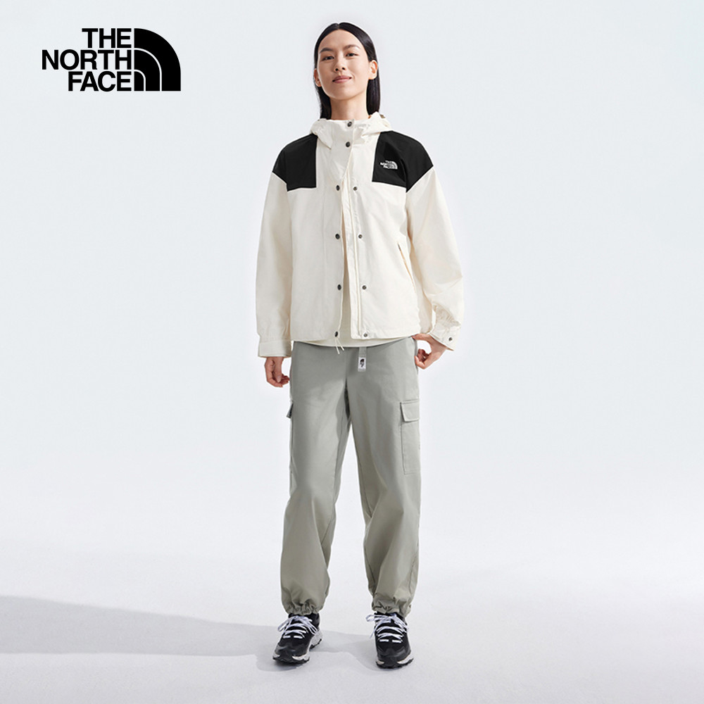 The North Face北面女款米白色防水透氣連帽衝鋒衣｜7QSIROU_7
