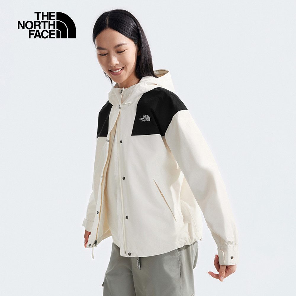 The North Face北面女款米白色防水透氣連帽衝鋒衣｜7QSIROU_9