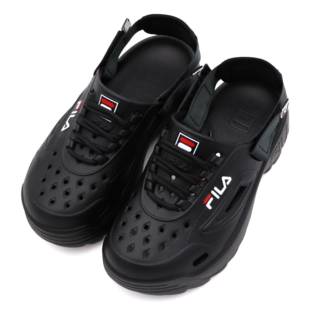 FILA Subversion  黑色 鋸齒 厚底 懶人 涼拖鞋 女款 J2632【新竹皇家4-S348Y-001】_1