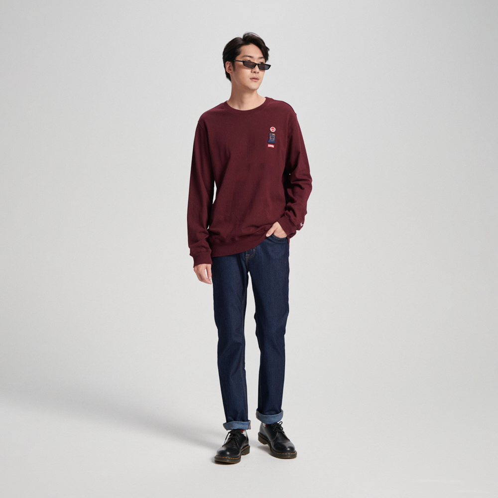EDWIN｜男裝｜牛仔褲徽章長袖T恤