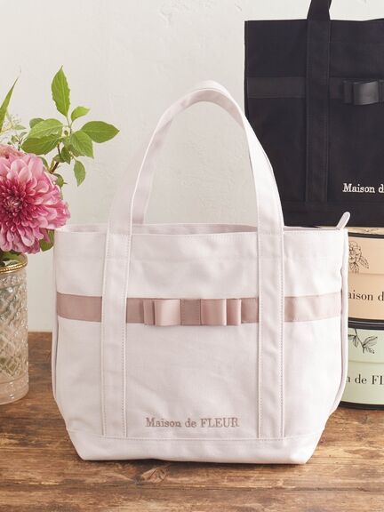 經典品牌標誌刺繡緞帶托特包【S】(8A43F0J1000) - Maison de FLEUR