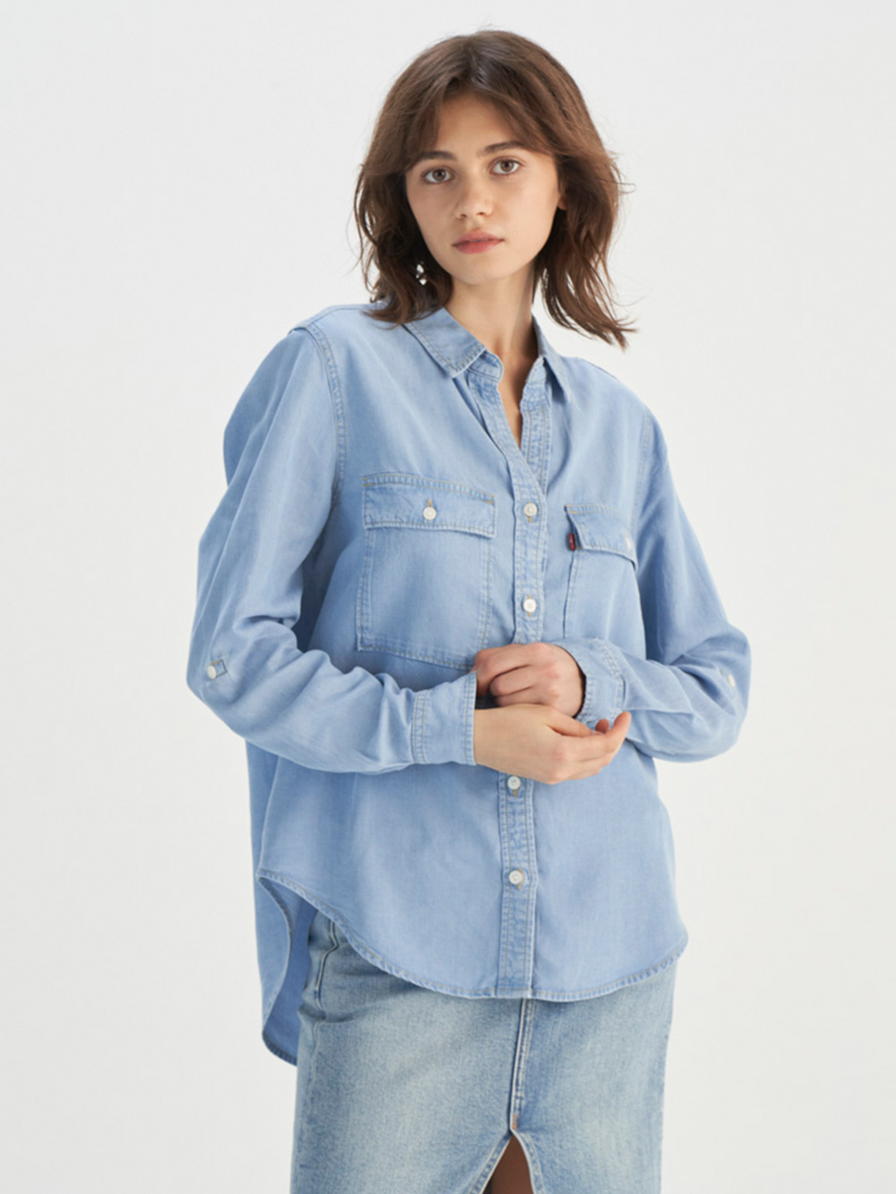Levi’s® 女款 襯衫 牛仔襯衫 天絲棉襯杉 長袖襯衫 淺藍襯衫 熱賣單品