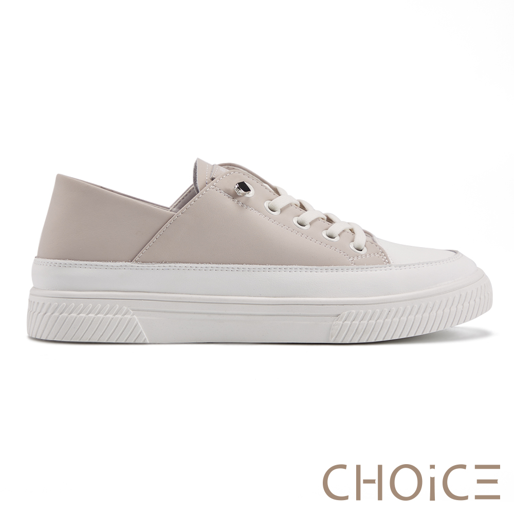 CHOiCE 免綁帶牛皮厚底休閒鞋 紫色 #38355