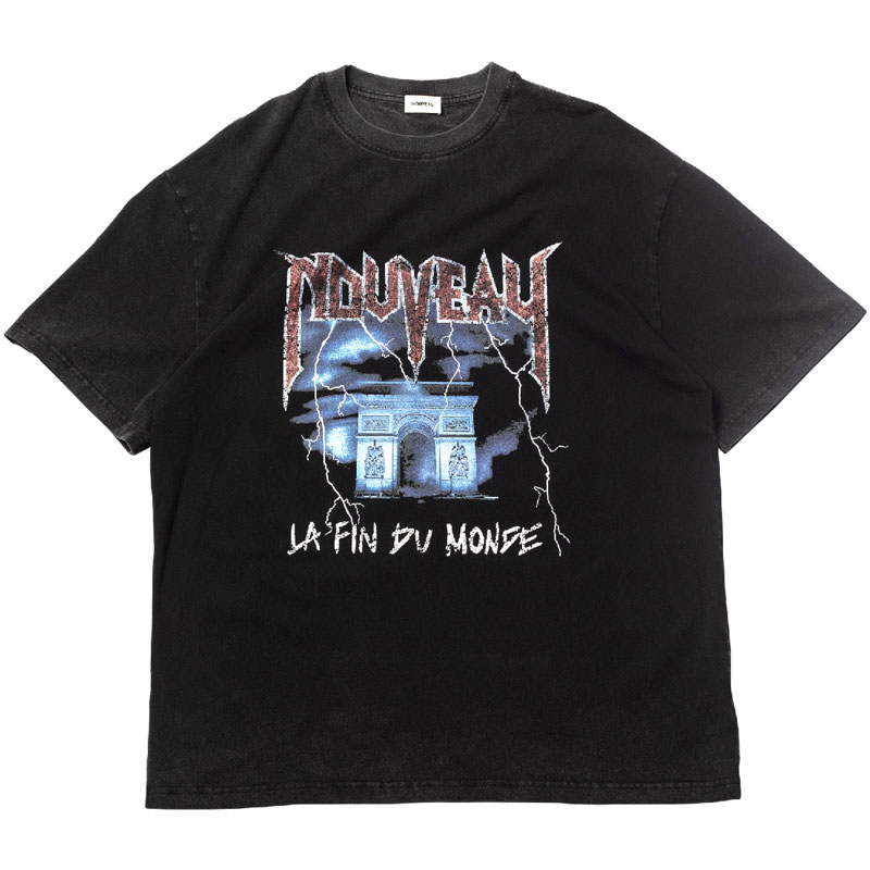 NOUVEAU NVT24102 LA FIN DU MONDE LOOSE TEE 世界末日 短T (水洗黑色)_0