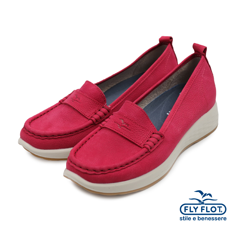 【FLYFLOT】義大利原廠輕量質感增高休閒樂福鞋 紅色(67J38-RED)