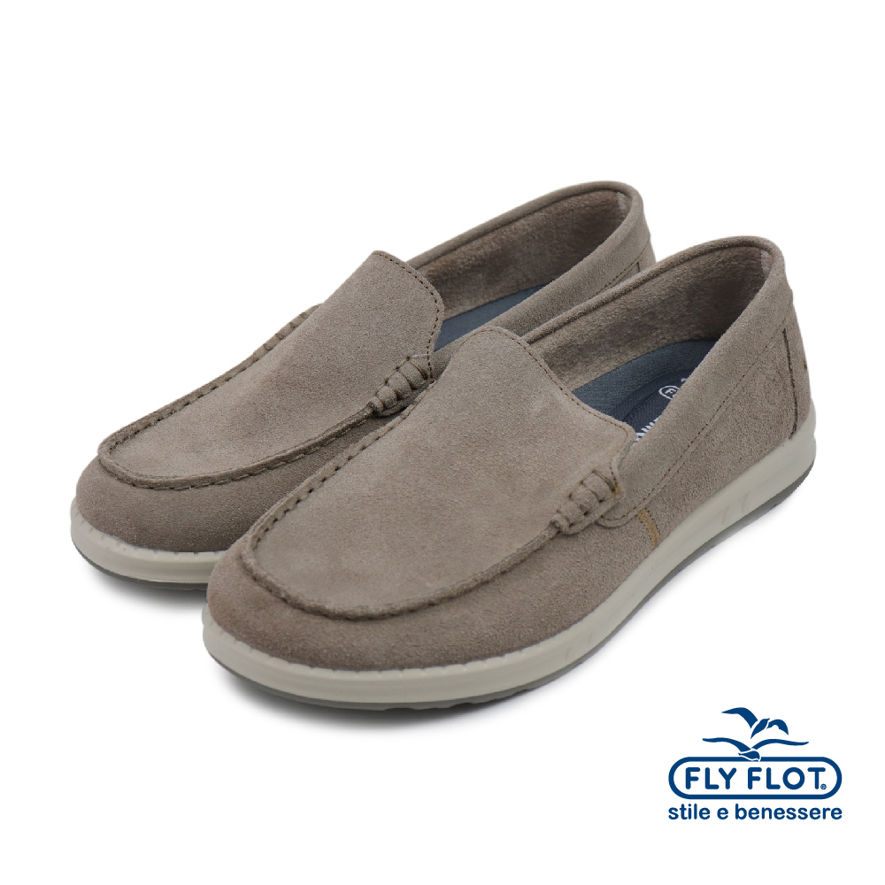 【FLYFLOT】義大利原廠輕量抗震素面懶人休閒鞋 灰色(93159-TAU)