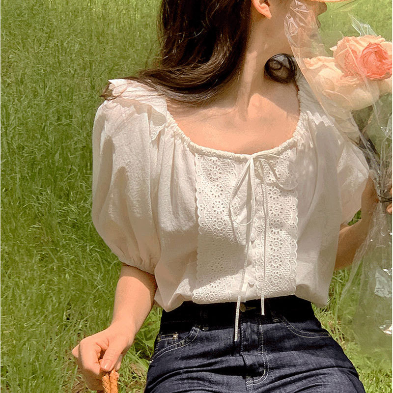 水溶美感高級浪漫短袖上衣_0