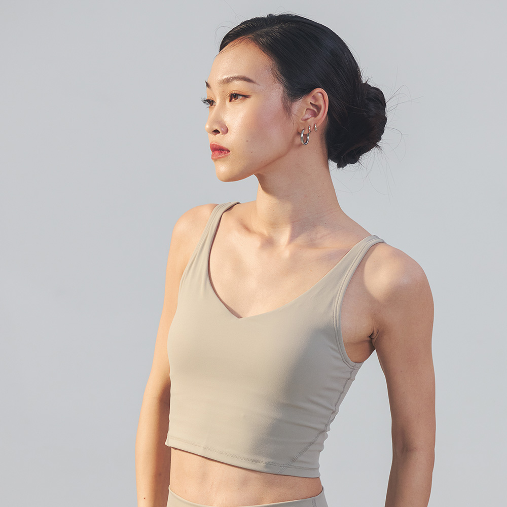 中高強度Ｖ型美背運動背心-水磨灰_0