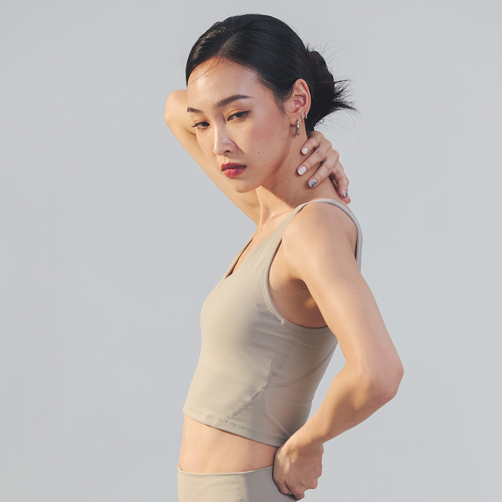 中高強度Ｖ型美背運動背心-水磨灰_1