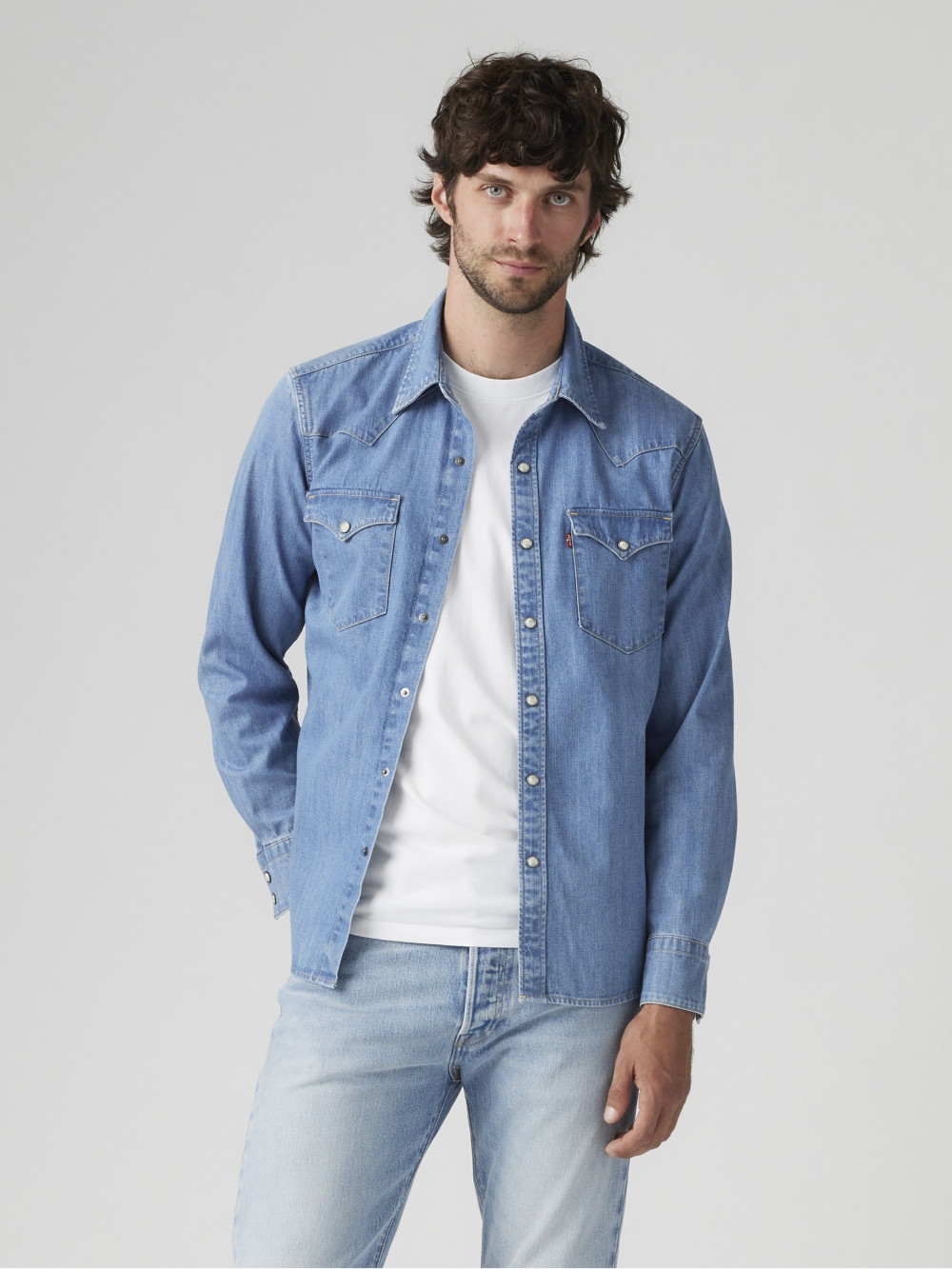 Levi's® 男款 BARSTOW WESTERN長袖丹寧牛仔襯衫 人氣新品