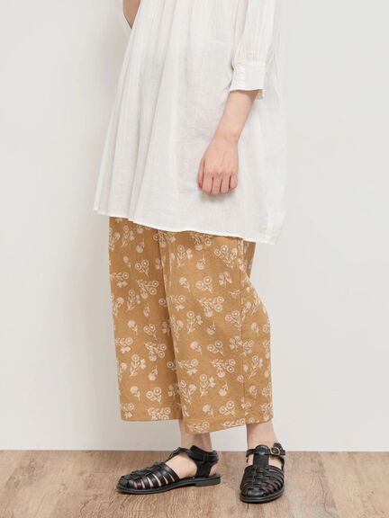 棉麻混紡花卉圖案寬褲(FB42L0F0580) - Samansa Mos2