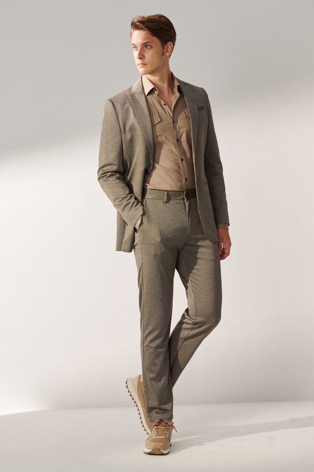 SST&C Khaki Double Pocket Standard Fit Shirt | 00062408001_3