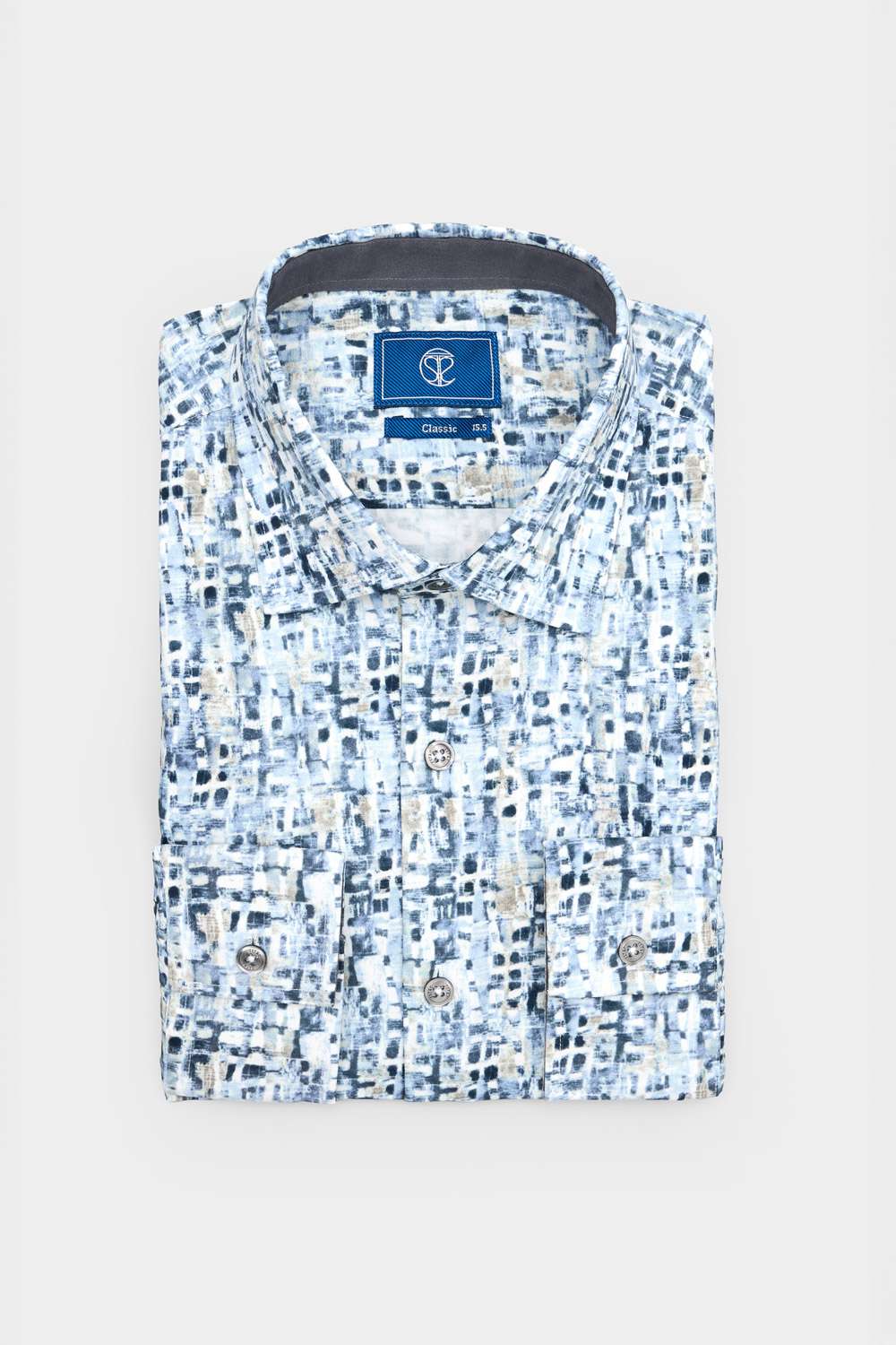 SST&C Blue Printed Standard Fit Shirt | 00062408004_7