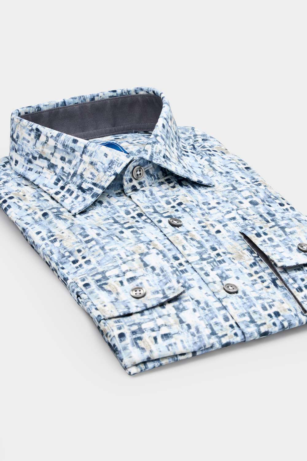 SST&C Blue Printed Standard Fit Shirt | 00062408004_8