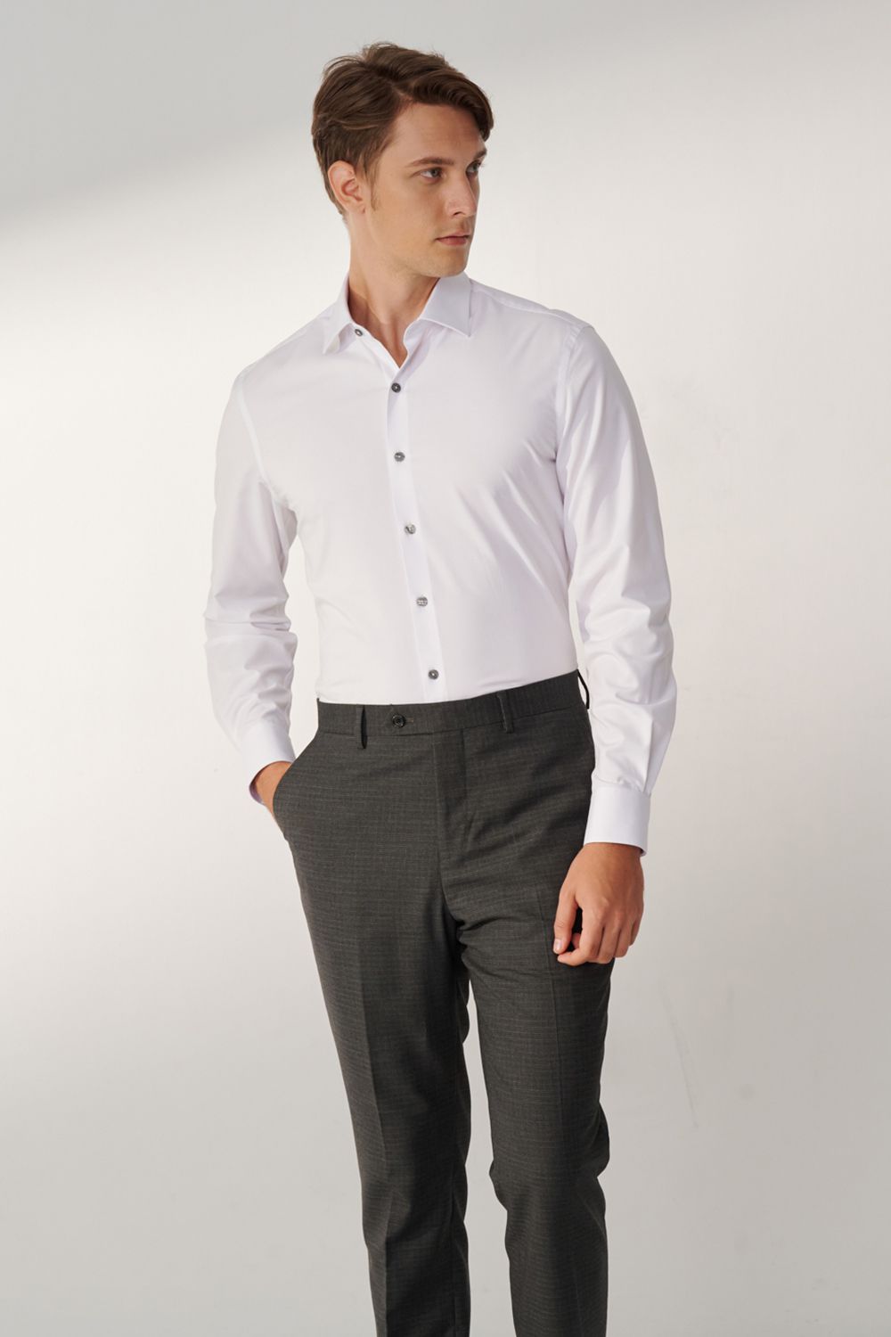 SST&C White Textured Standard Fit Shirt | 00062408005_2