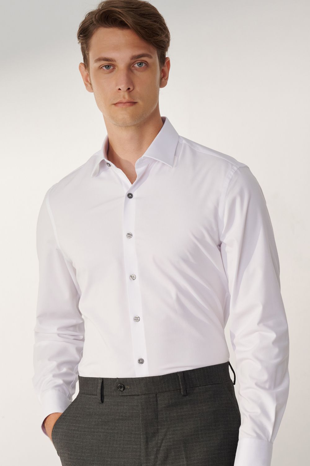 SST&C White Textured Standard Fit Shirt | 00062408005_3