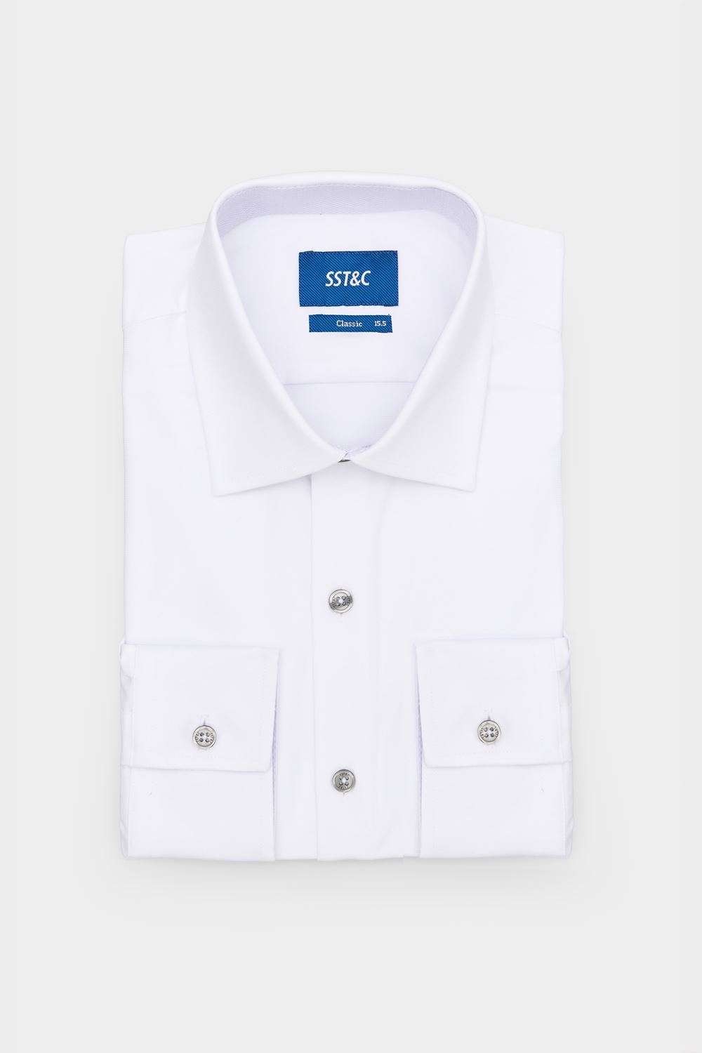 SST&C White Textured Standard Fit Shirt | 00062408005_5