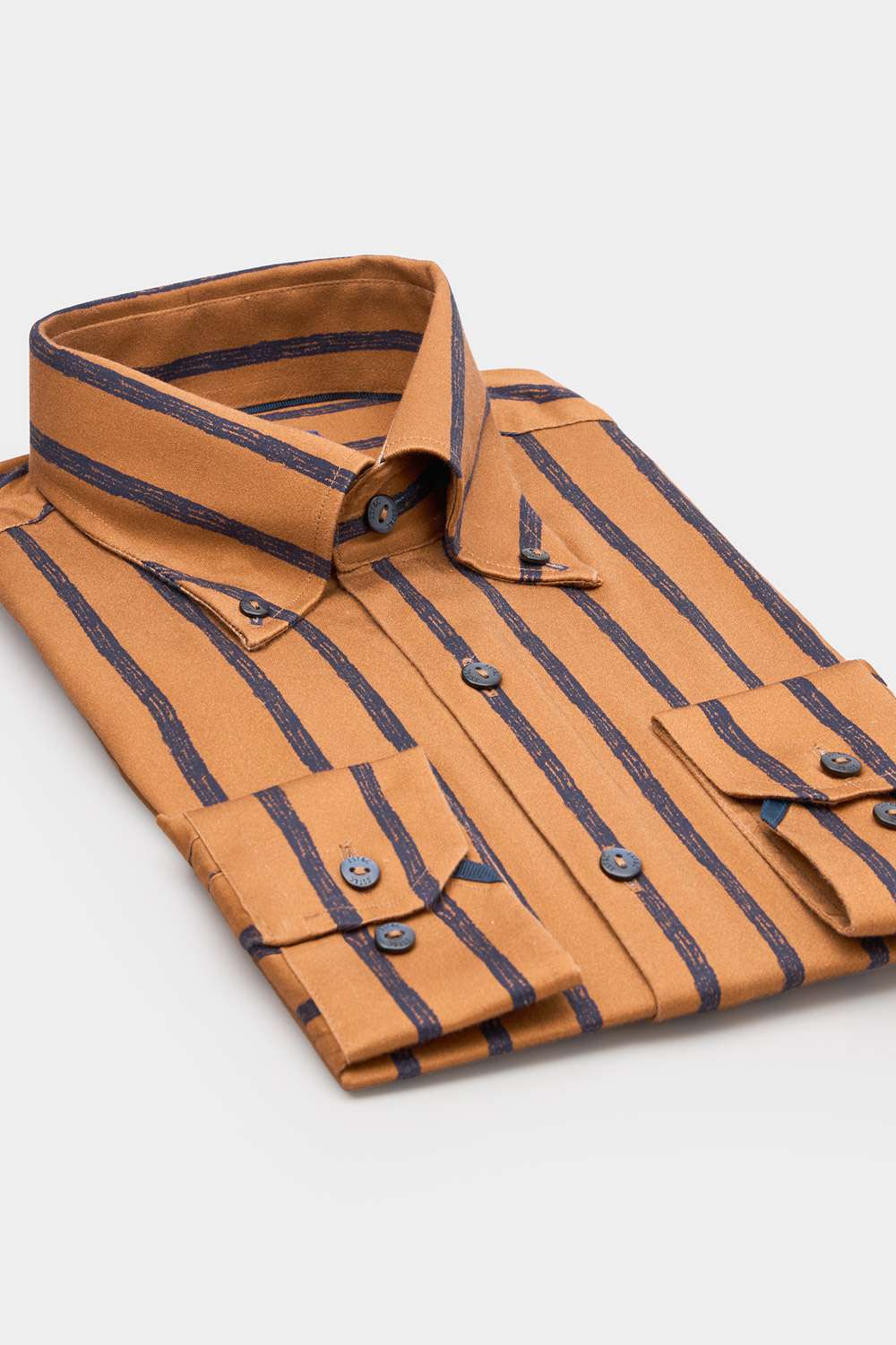 SST&C Brown Base Navy Striped Pattern Standard Shirt | 00062408007_8