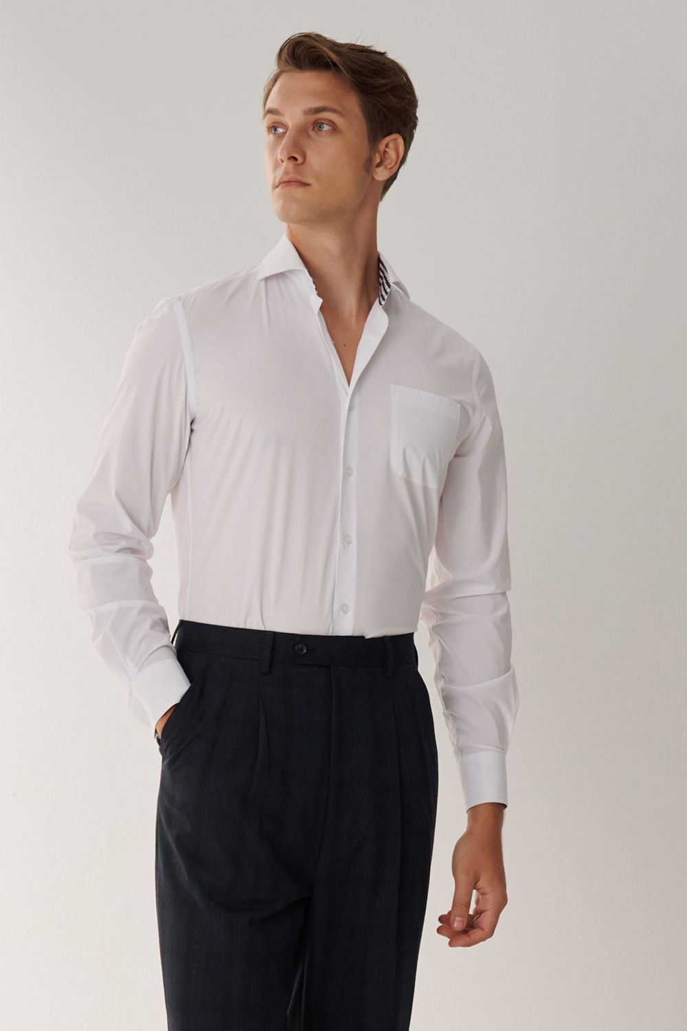 SST&C White Plain Slim Fit Shirt | 00062408012_2