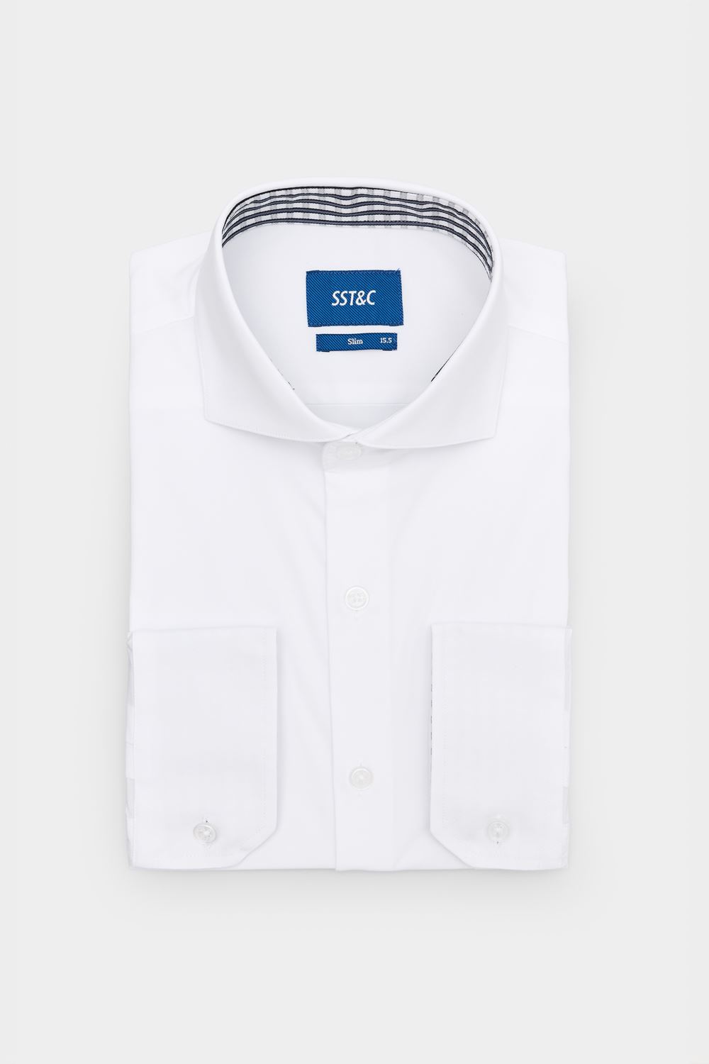 SST&C White Plain Slim Fit Shirt | 00062408012_7