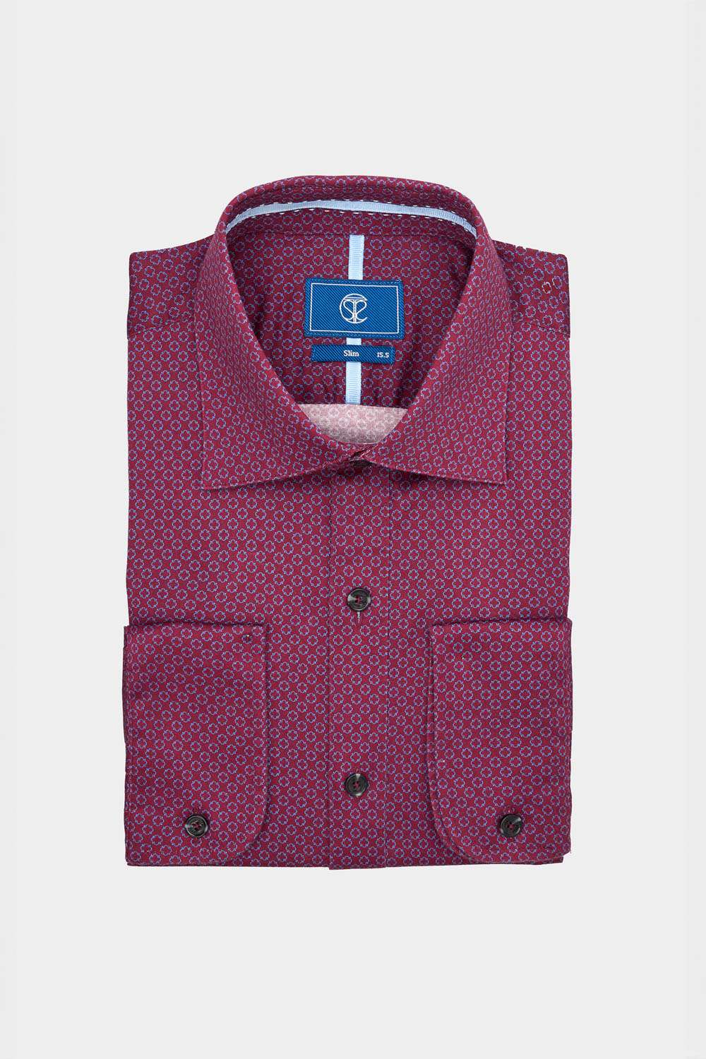 SST&C Red and Blue Geometric Print Slim Fit Shirt | 00062408014_5