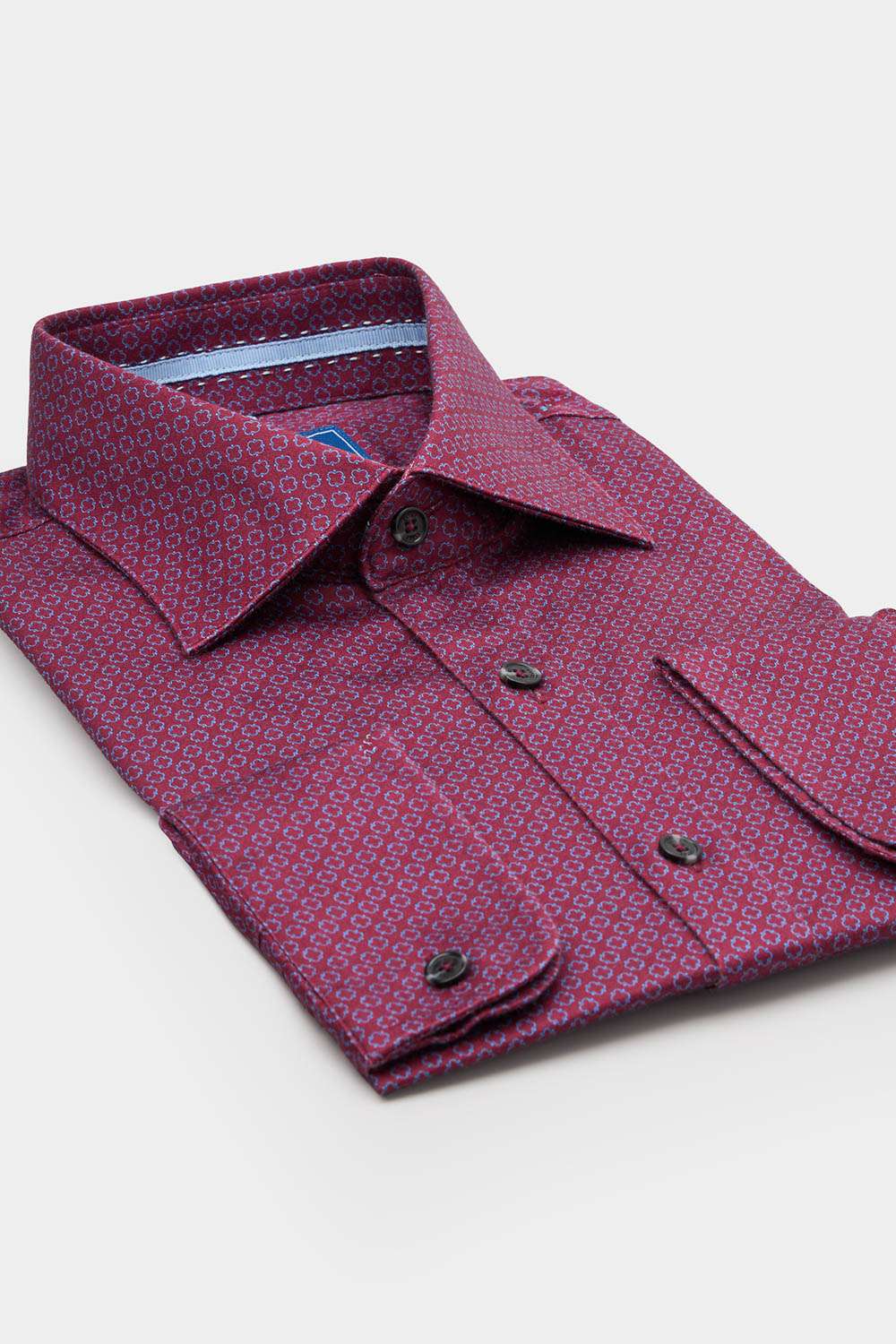 SST&C Red and Blue Geometric Print Slim Fit Shirt | 00062408014_6