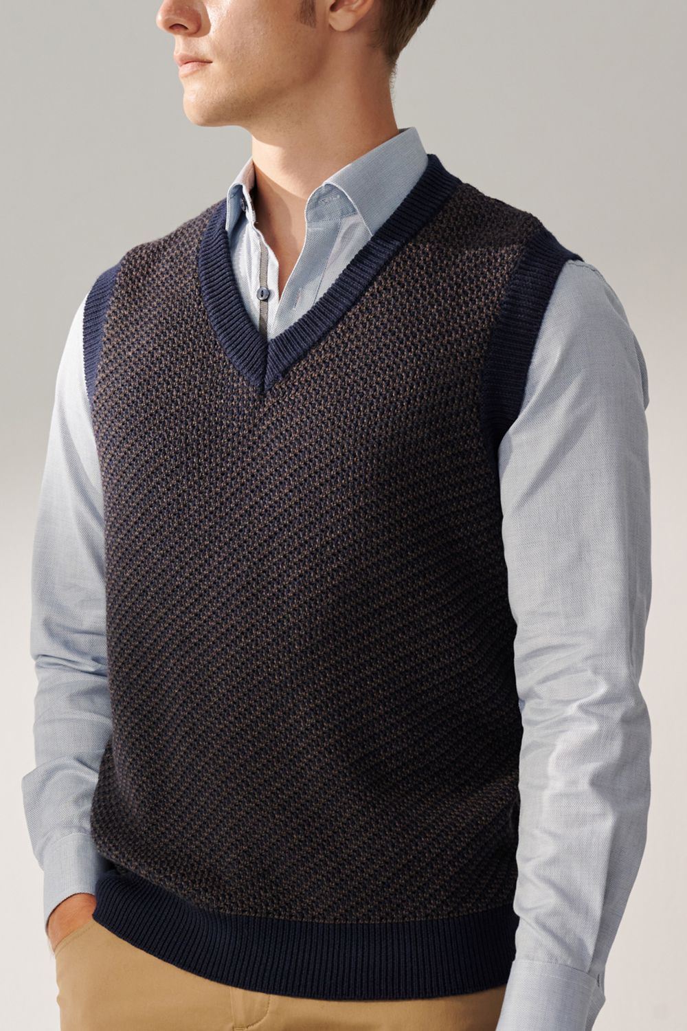 SST&C Blue Textured Slim Fit Shirt | 00062408015_4