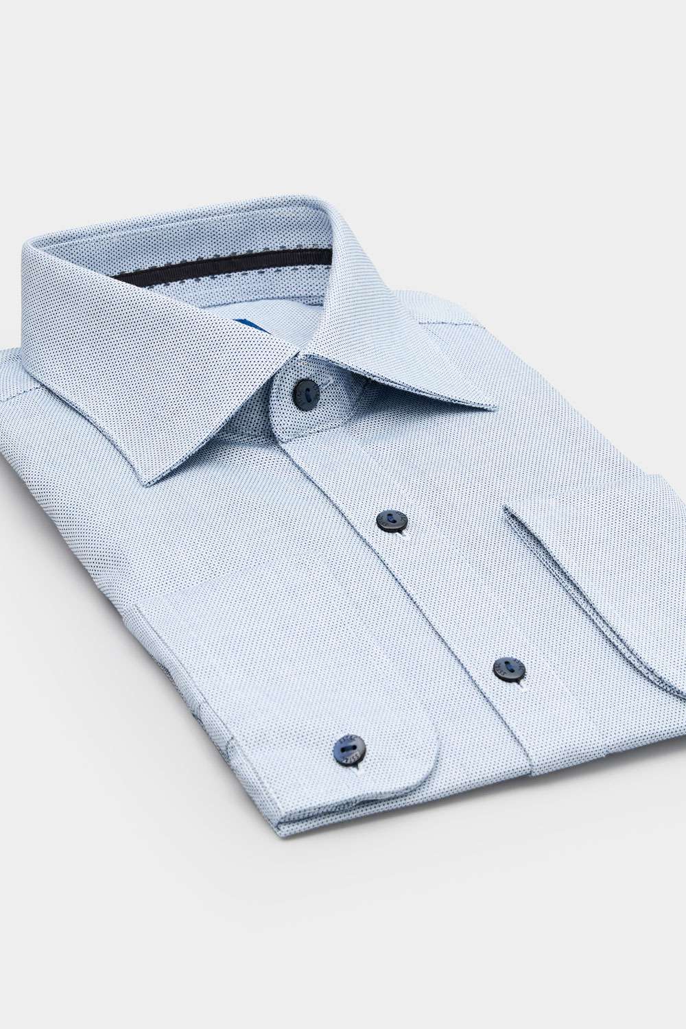 SST&C Blue Textured Slim Fit Shirt | 00062408015_6