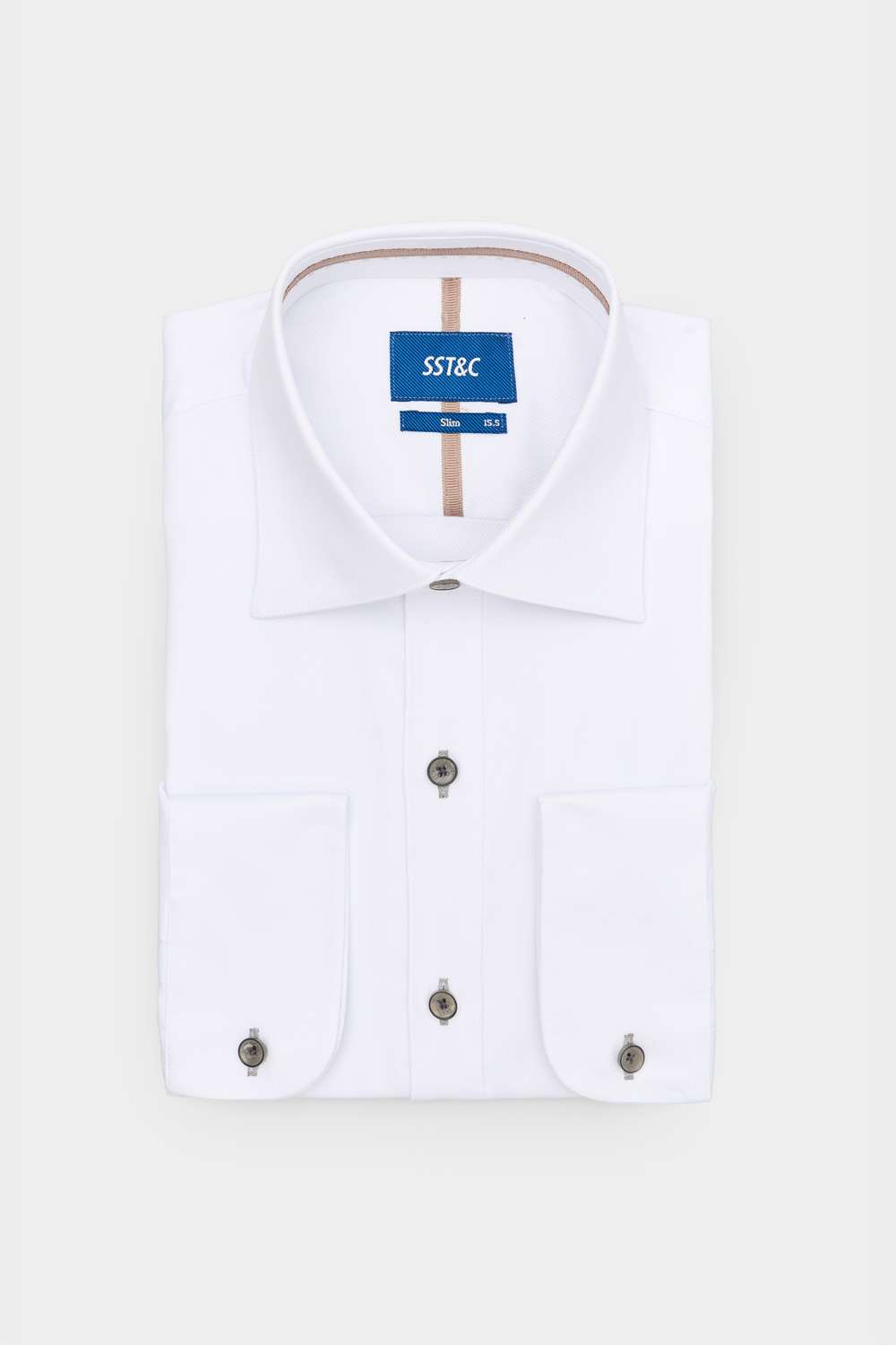 SST&C White Textured Slim Fit Shirt | 00062408016_5