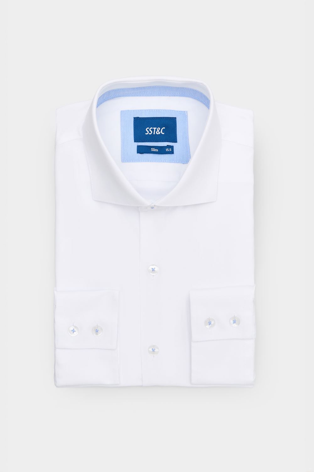 SST&C White Plain Slim Fit Shirt | 00062408017_5