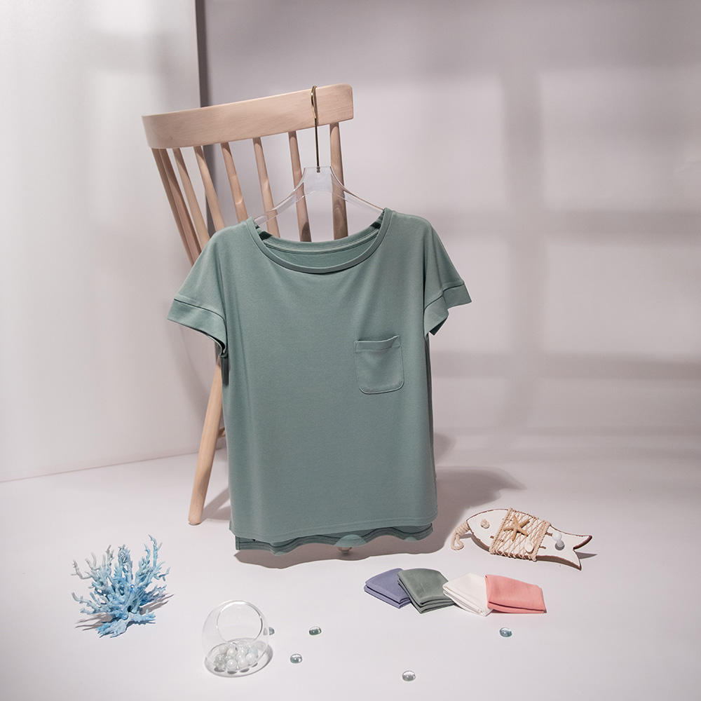 【上衣+短褲$2990】àl’aqua-短袖貼袋上衣-天使之翼(若藻綠)_2
