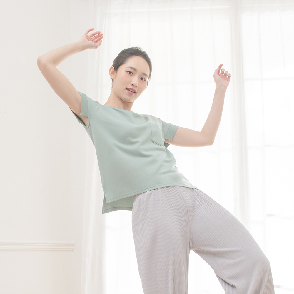 【上衣+短褲$2990】àl’aqua-短袖貼袋上衣-天使之翼(若藻綠)_5